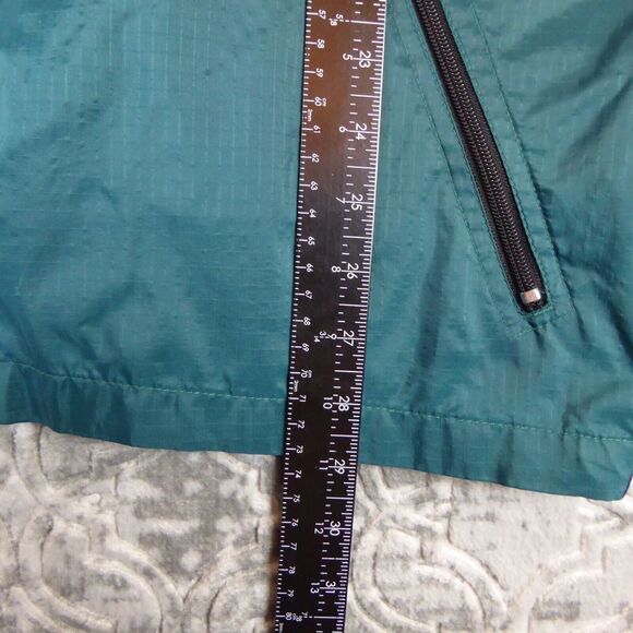 Helly Hansen Jacket Mens Large Green Rip Stop Hooded Rain Jacket Long Sleeve Zip - Picture 9 of 11